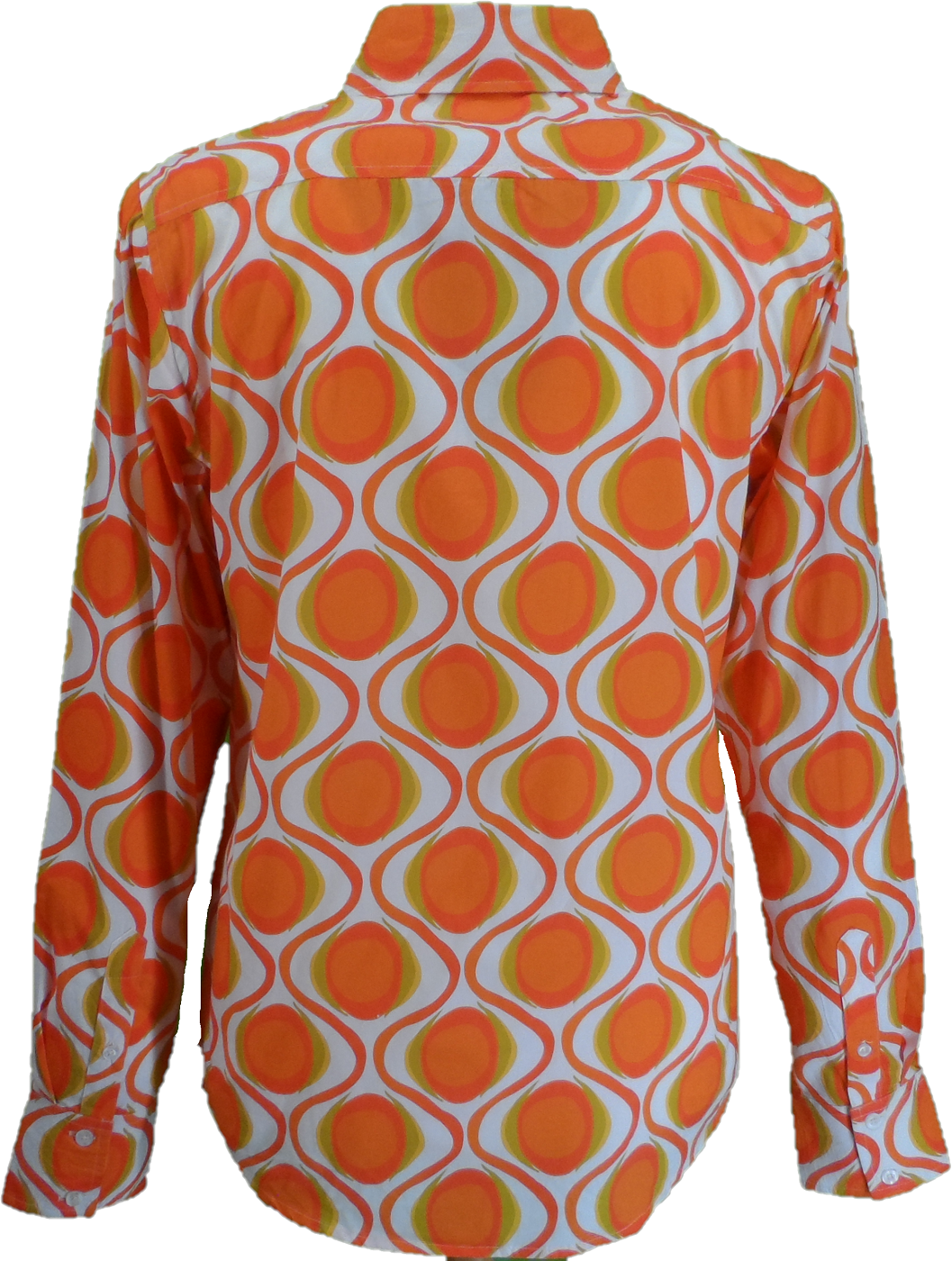 Mazeys Mens 70s Retro Mod Geometric Psychedelic Printed Cotton Shirt