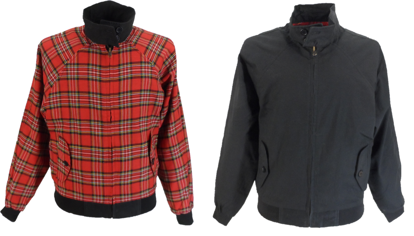 Herre sort/tartan vendbar ventileret klassisk harrington jakke