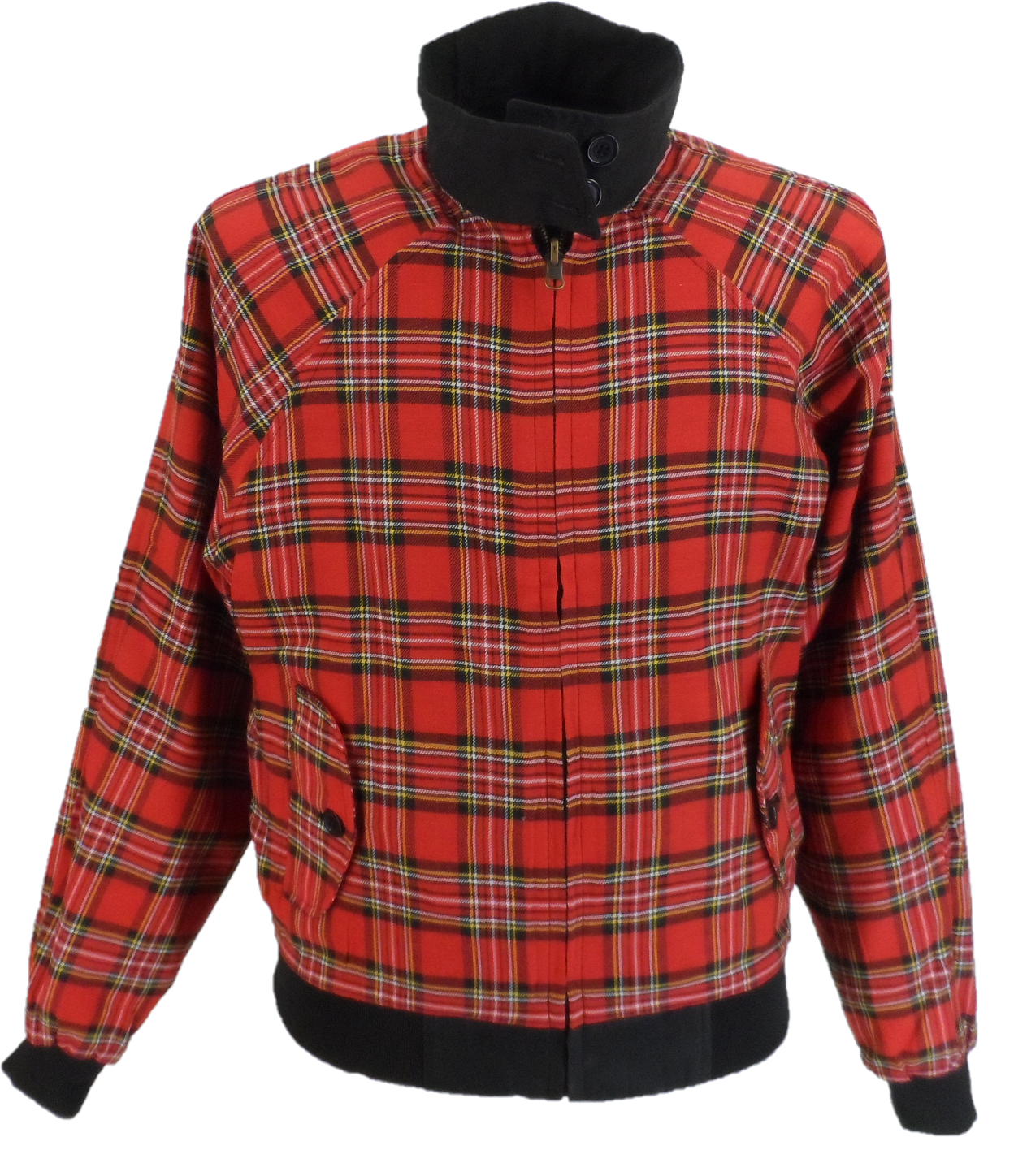 Herre sort/tartan vendbar ventileret klassisk harrington jakke