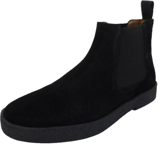 Roamers Mens Real Suede Black Retro Chelsea Desert Boots