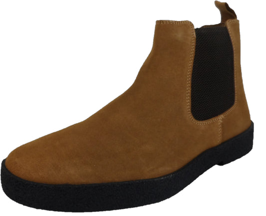Roamers Mens Real Suede Sand/Tan Retro Chelsea Desert Boots