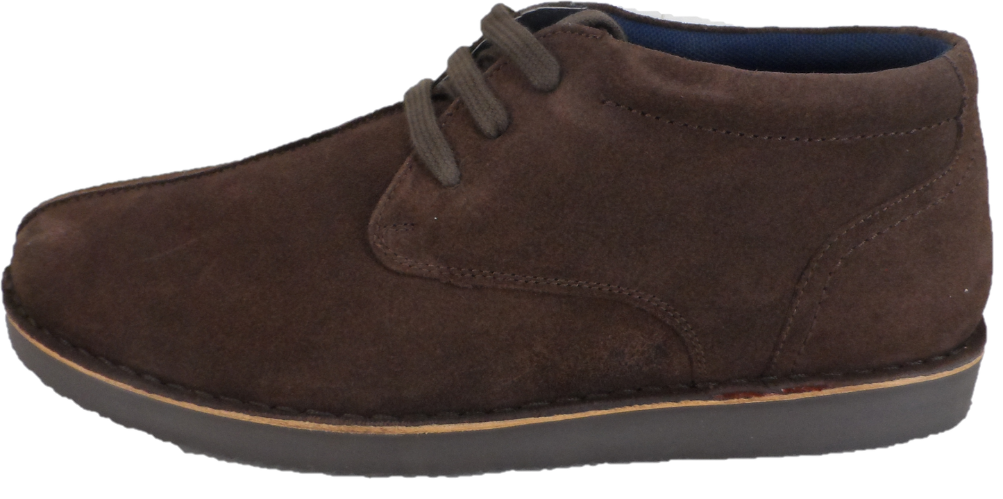 Roamers Brown Center Seam Retro Real Suede Desert Boots