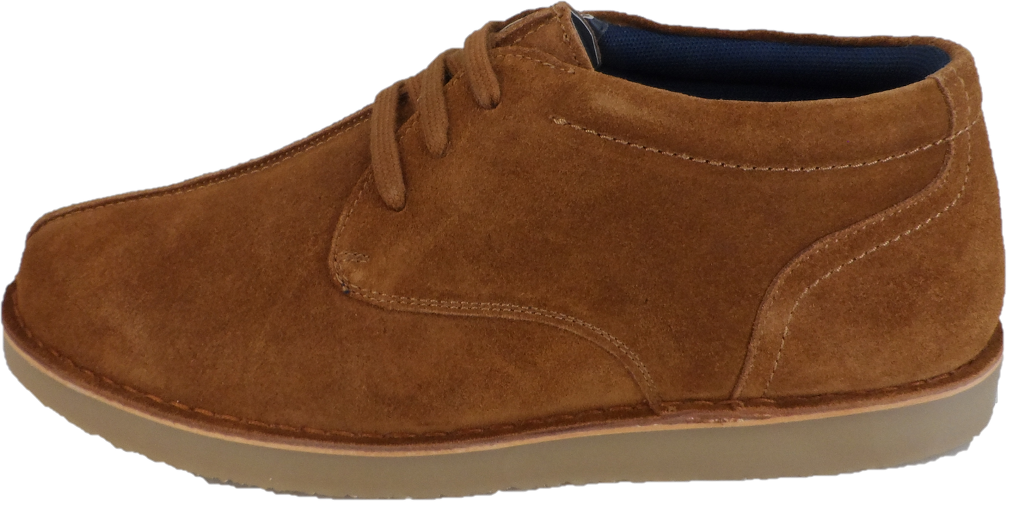 Roamers Tan Center Seam Retro Real Suede Desert Boots