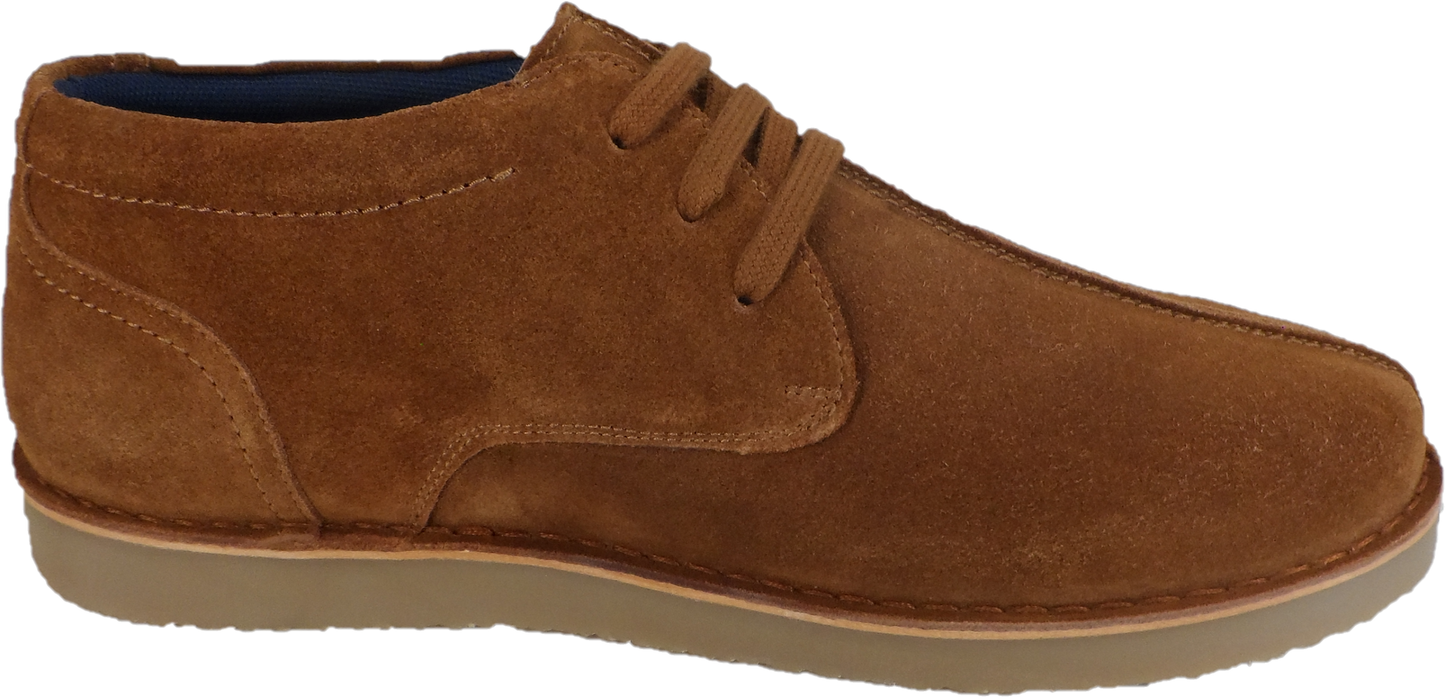Roamers Tan Center Seam Retro Real Suede Desert Boots