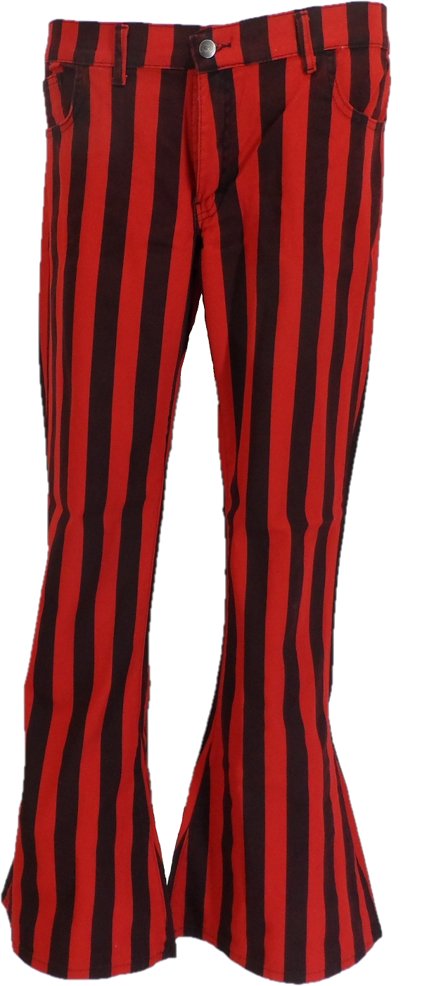 Run & Fly Mens Vintage Black/Red Stripe Bell Bottom Super Flares