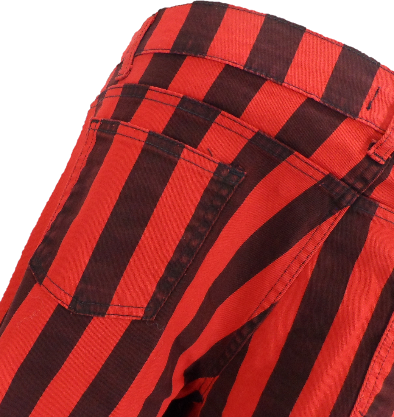 Run & Fly Mens Vintage Black/Red Stripe Bell Bottom Super Flares