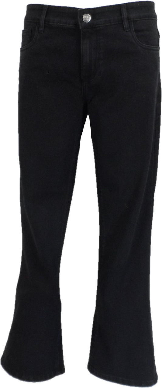 Run & Fly Mens Black Denim Bootcut Stretch Flares Jeans