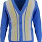 Mens Classic Retro Blue/White Striped Cardigan