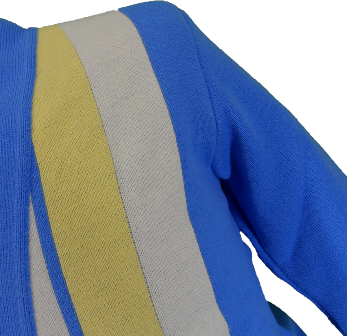 Mens Classic Retro Blue/White Striped Cardigan