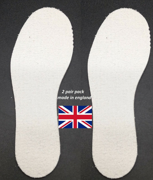 2 Pair Pack of Terry Toweling Cut to Size Shoe Insoles Sizes 3s to 12s