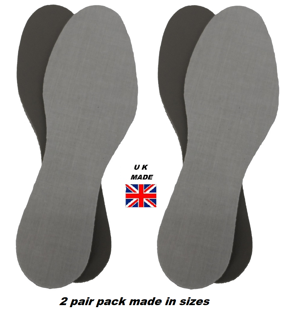 2 Pair Pack of Extra Thick Comfort Ready Cut to Size Shoe Insoles Sizes 3 to 17s
