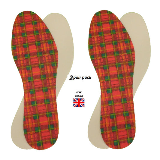 lot de 2 paires de semelles intérieures de chaussures Tartan Comfort prêtes à être découpées sur mesure...