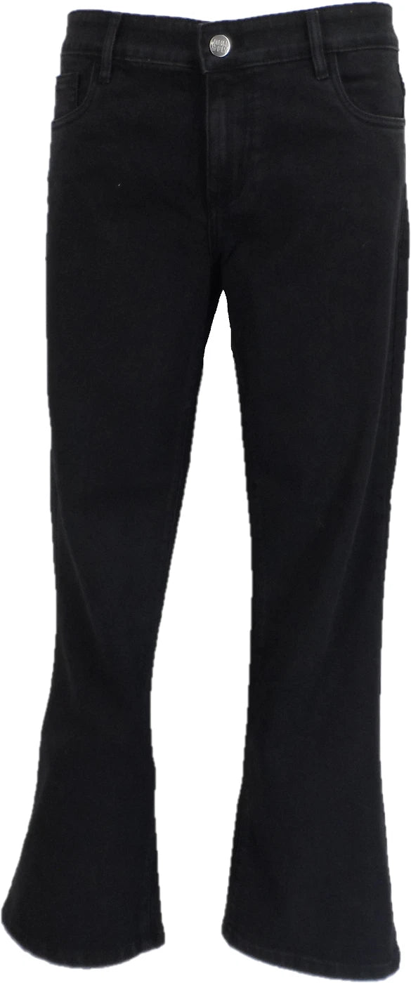 Run & Fly Men's Vintage 70s Retro Black Bootcut Flared Cords