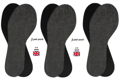 confezione da 3 paia di solette per scarpe Comfort pronte per essere tagliate su misura, prodotte nel Regno Unito