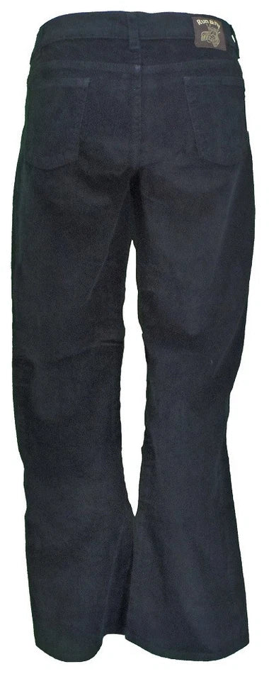 Run & Fly Men's Vintage 70s Retro Black Bootcut Flared Cords