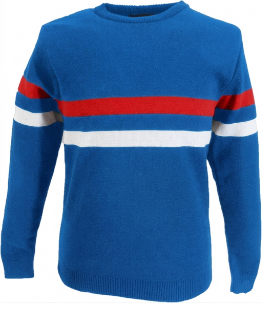 Mazeys Mens Sky Blue Horizontal Stripe Crew Neck Jumper