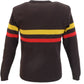Black sweater with red and yellow stripes on a white background