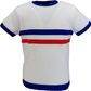 Mazeys Mens White Stripe Ringer Crew Neck T Shirt