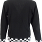 Mazeys Mens Black Classic Checkerboard Trim Cardigan