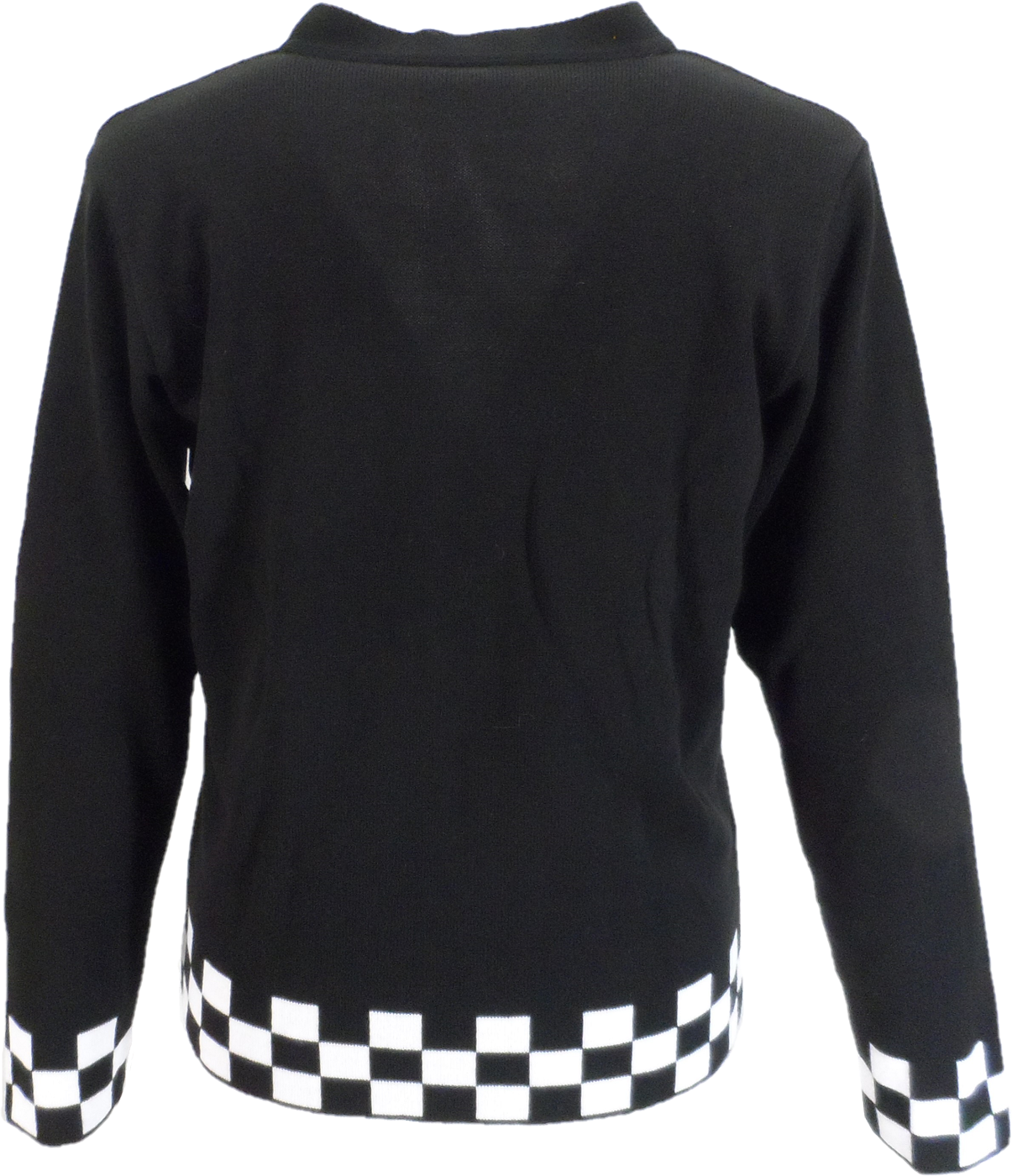 Mazeys Mens Black Classic Checkerboard Trim Cardigan