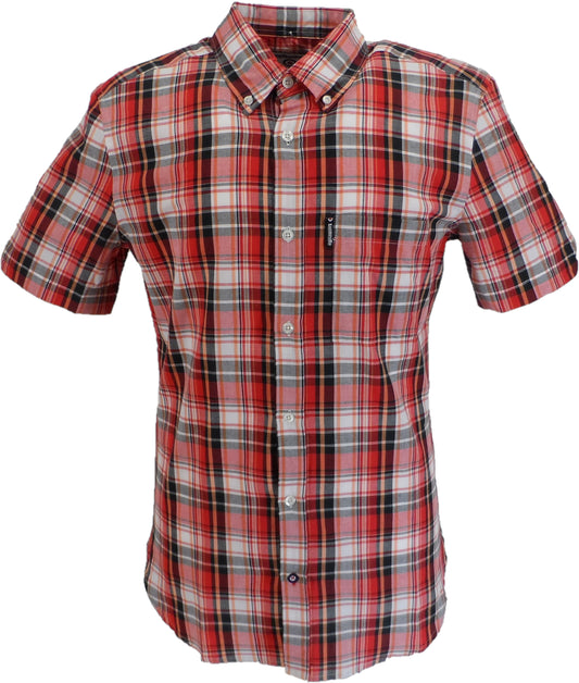Lambretta Mens Red/White Checked Short Sleeved Button Down Shirts