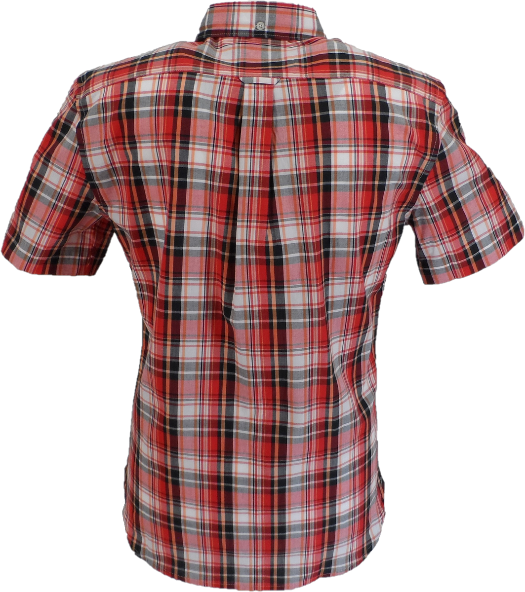Lambretta Mens Red/White Checked Short Sleeved Button Down Shirts