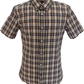 Lambretta Mens Navy/Red/Yellow Checked Short Sleeved Button Down Shirts