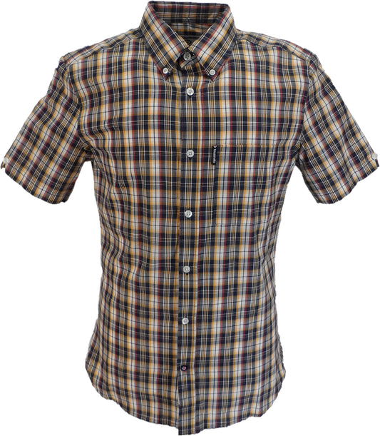 Lambretta Mens Navy/Red/Yellow Checked Short Sleeved Button Down Shirts