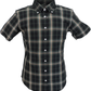 Relco Ladies Retro Green/Black/Mustard Check Button Down Short Sleeved Shirts