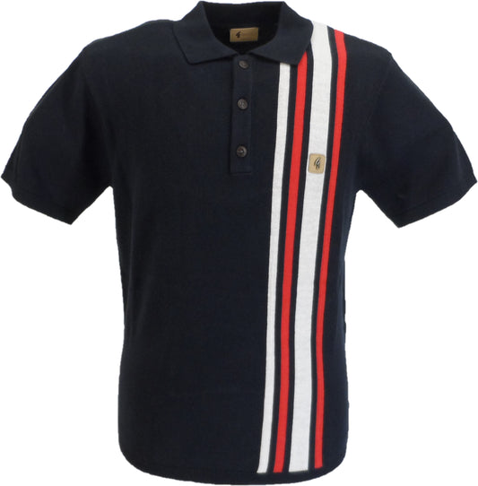 Gabicci Vintage Herren-Strickpoloshirt in Soda-Marineblau