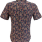 Lambretta Herren-Hemden mit Knöpfen, Marineblau und Paisleymuster, kurzärmelig