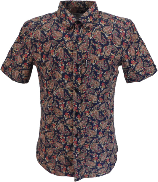 Lambretta Mens Navy Multi Paisley Short Sleeved Button Down Shirts