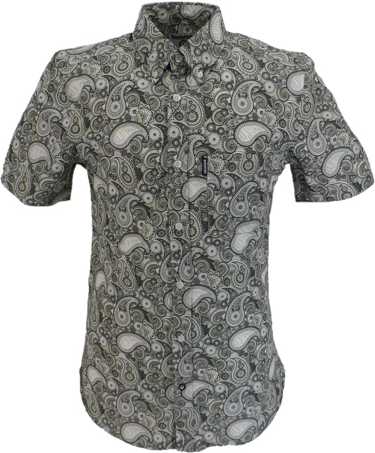 Lambretta Herren-Hemden mit kurzärmeligem Button-Down-Design, Desert Sage Paisley
