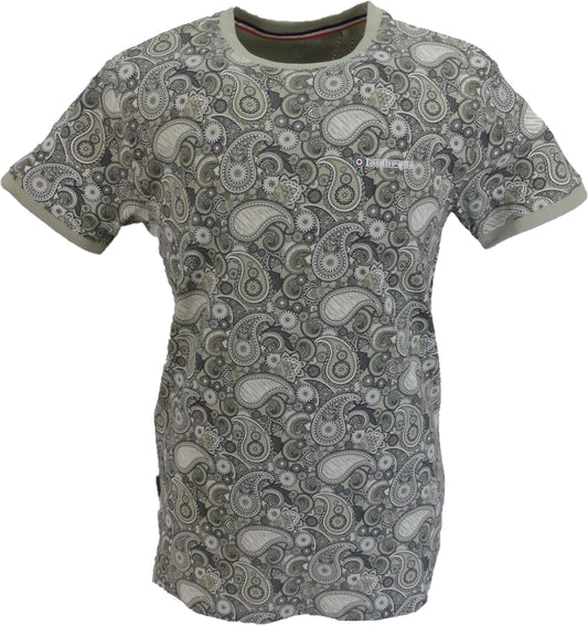 Lambretta Mens Desert Sage Green Paisley T-Shirt