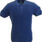 Relco Mens Dark Blue Retro Patterned Knitted Polo Shirts