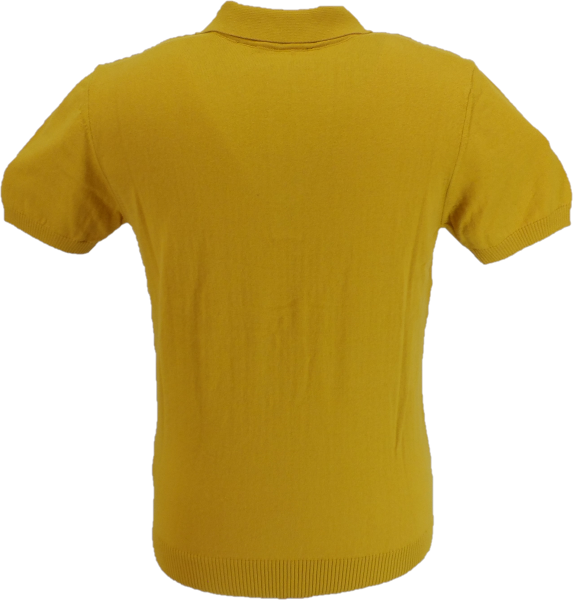 Relco Mens Mustard Retro Patterned Knitted Polo Shirts