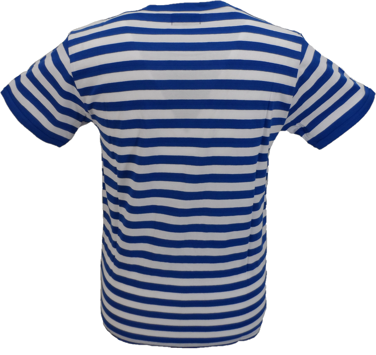Run & Fly Mens Retro Mod 60s Indie Blue & White Cotton T-Shirt