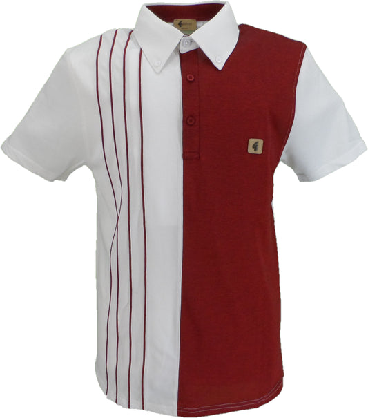 Gabicci Vintage Mens Cream/Red Retro Mod Polo Shirt