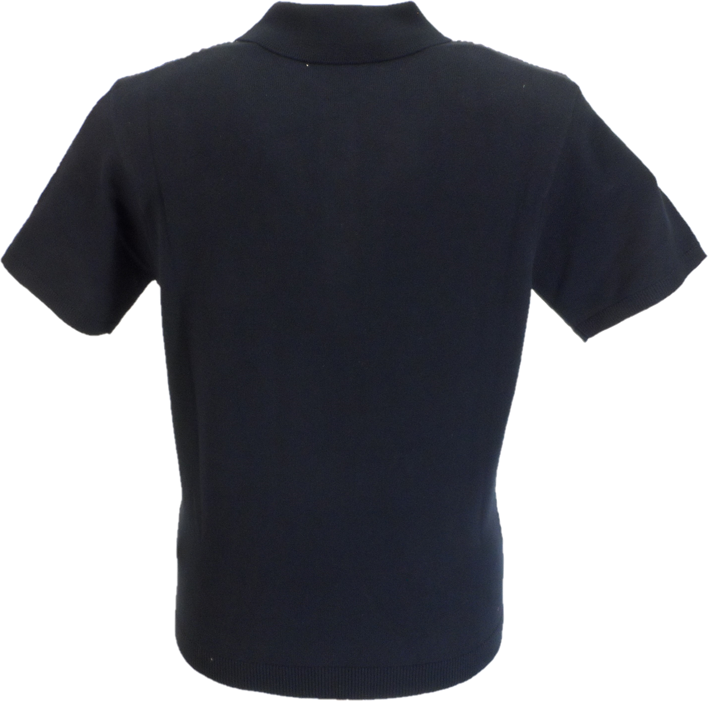 Gabicci Vintage Mens Navy Blue Geo Striped Knitted Polo Shirt