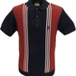 Gabicci Vintage Mens Navy Blue Stripe Knitted Polo Shirt