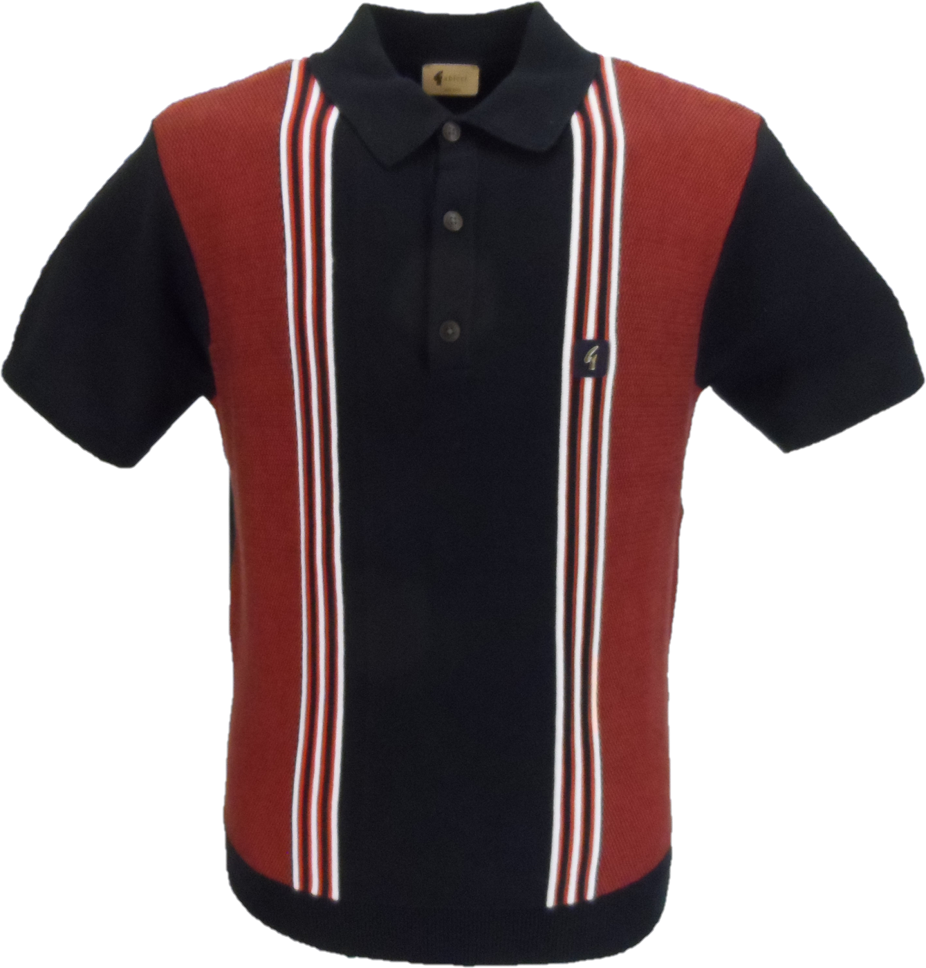 Gabicci Vintage marineblau gestreiftes Strick-Poloshirt für Herren