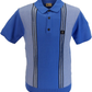 Gabicci Vintage Mens Thames Blue Stripe Knitted Polo Shirt