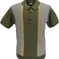 Gabicci Vintage Mens Spruce Green Stripe Knitted Polo Shirt
