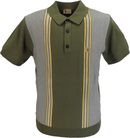 Gabicci Vintage polo tricoté à rayures vert épicéa pour homme