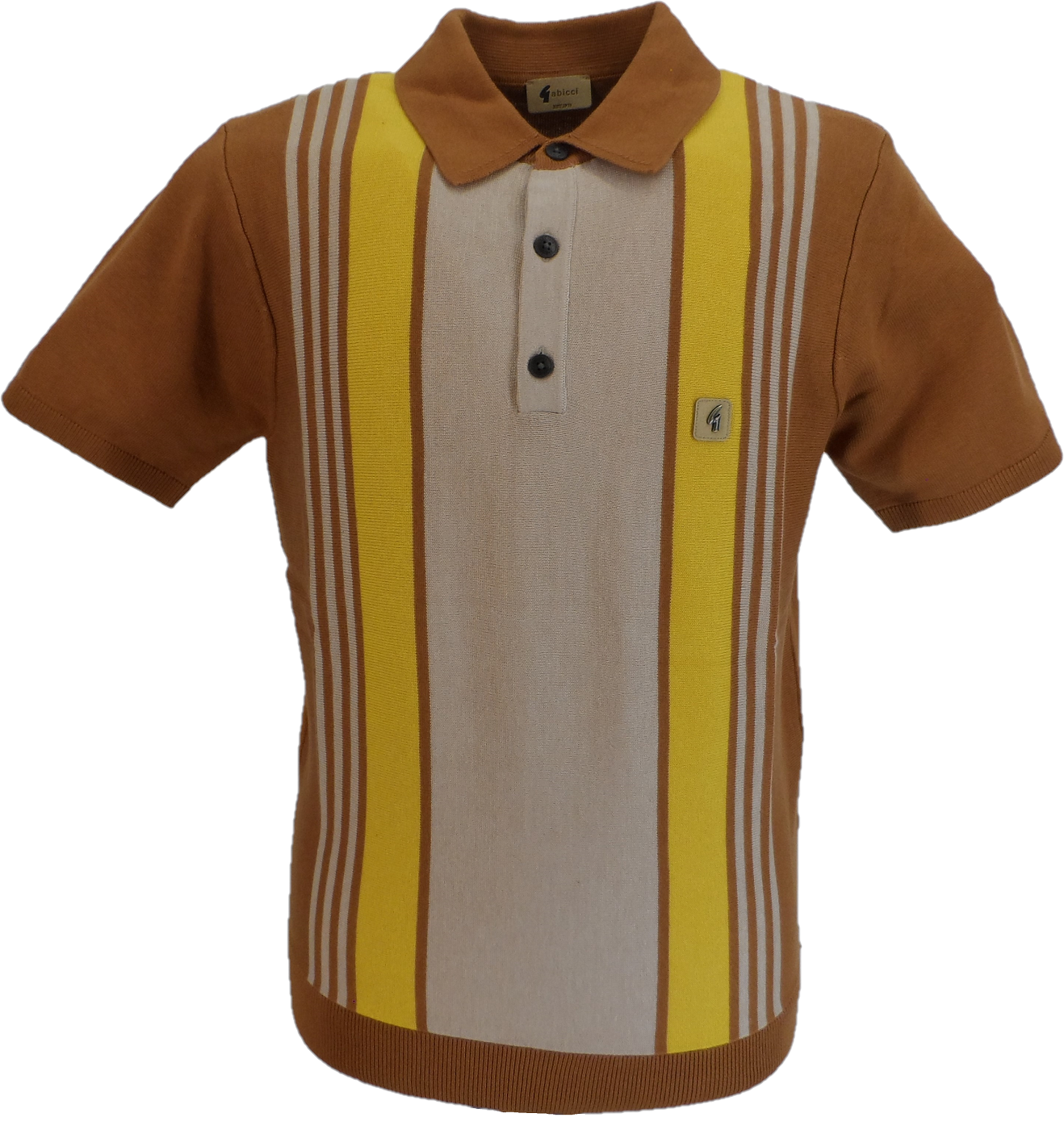 Gabicci Vintage Herren-Poloshirt aus Walnussbraun mit Searle-Streifen