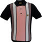 Gabicci Vintage Herren-Poloshirt aus Marineblau/Rosa/Weiß mit Searle-Streifen