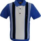 Gabicci Vintage Mens Thames Blue Searle Stripe Knitted Polo Shirt