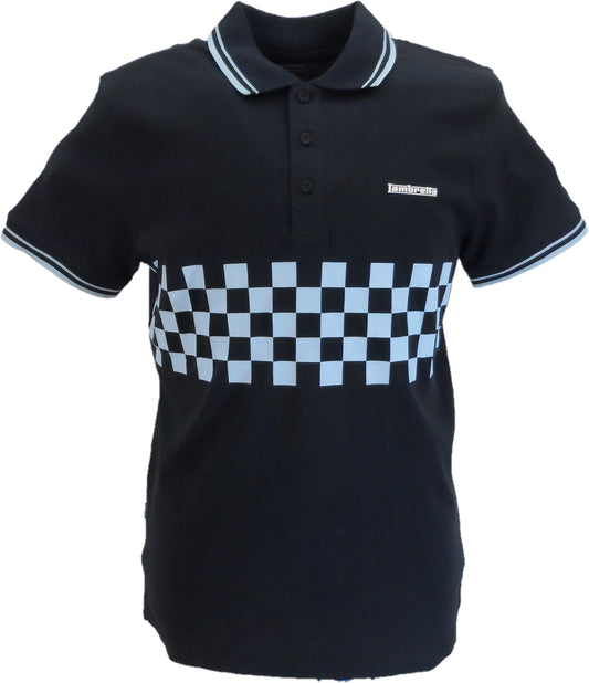 Lambretta Navy & Sky Blue Retro Two Tone Tipped Polo Shirts