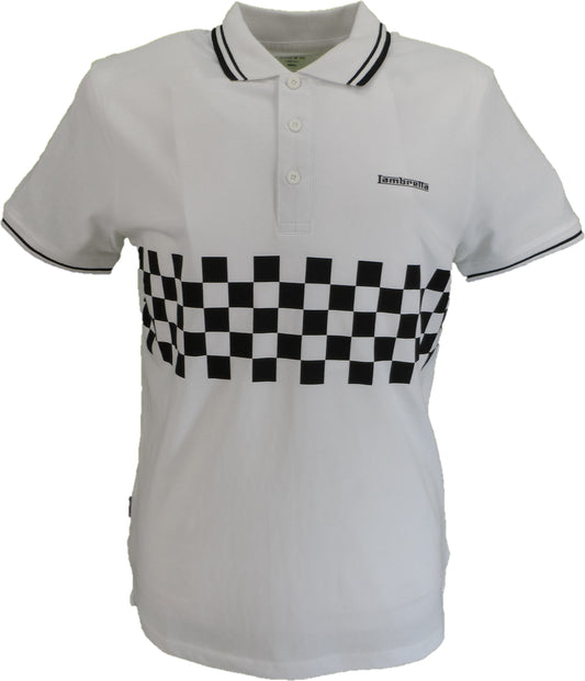 Lambretta weiß-schwarze Retro-Poloshirts mit zweifarbigen Spitzen
