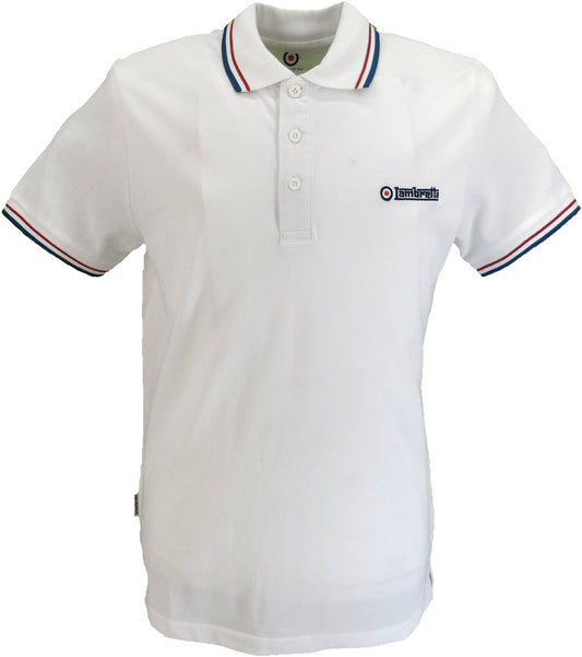 Lambretta White/Red/Blue Retro Target Logo 100% Cotton Polo Shirts